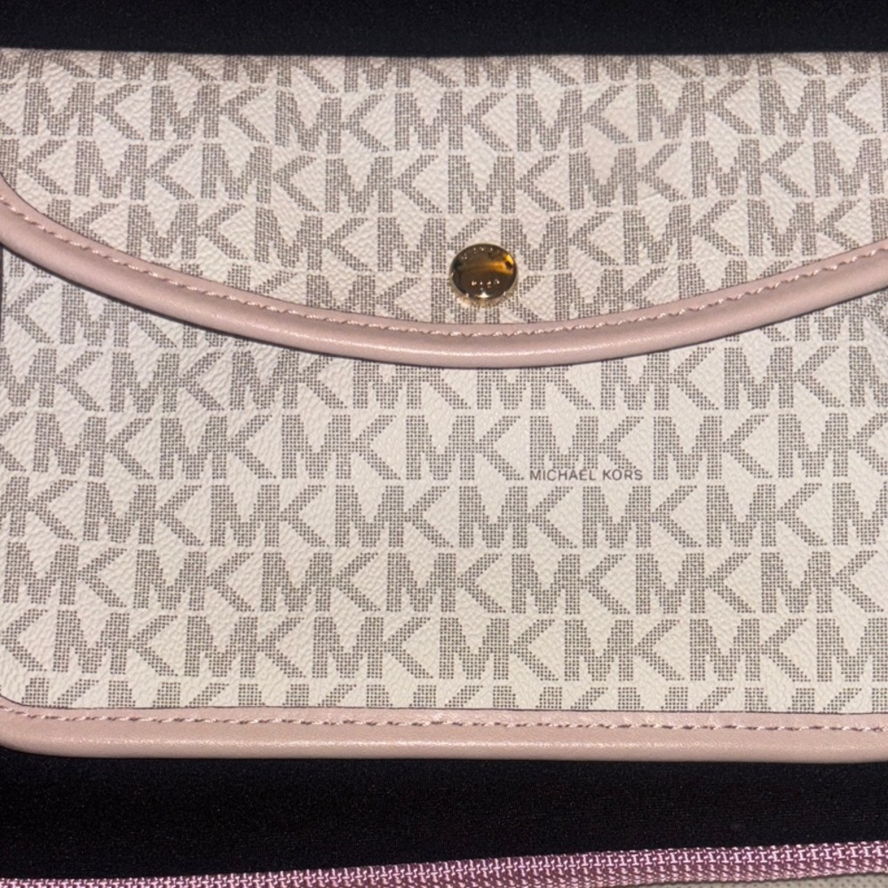 Michael Kors Pink and Gray Monogram Pouch